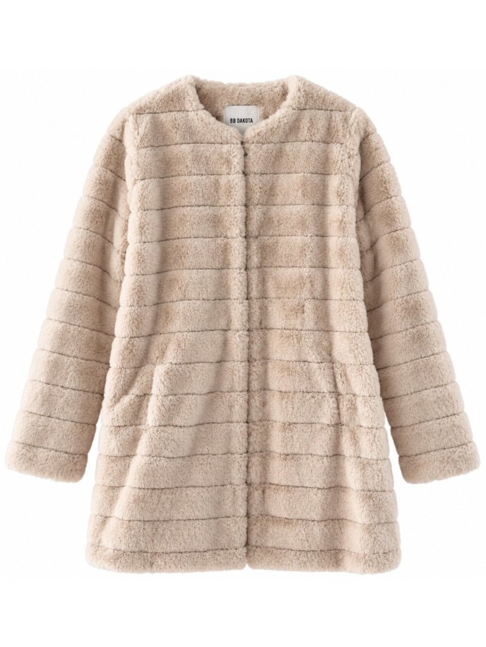 BB Dakota Faux Fur Ivory Coat Womens Small 34-36 Polyester Lining & Shell